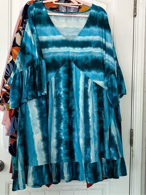 Avenue Light Blue Tie-Dye Top